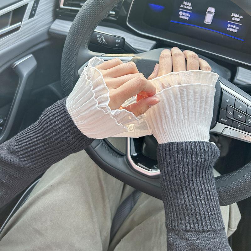 Simple Wrist Cuffs Wristband Elegant Shirt False Cuffs for Sweater Lace Detachable Sleeved Horn Cuffs Embroidery Accessories