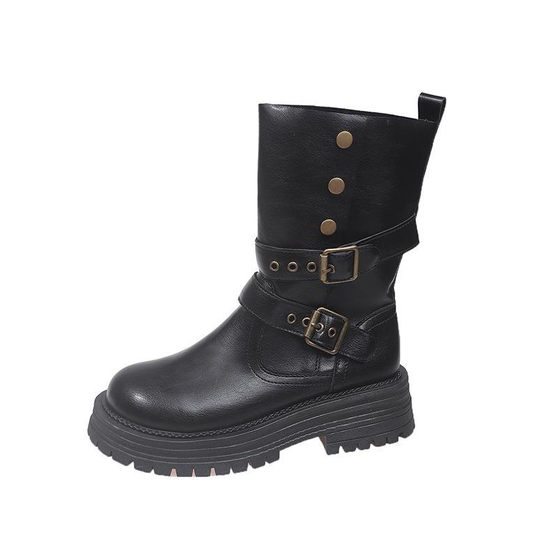 Thick-soled medium tube Martin boots women's new retro two-wear casual short boots western cowboy boots