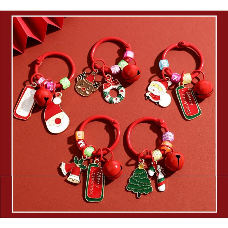 Charm pentru geantă Desen animat Etichetă de Crăciun Pandantiv Pom de Crăciun Xmas Moș Crăciun Breloc Coroniță Creativă de Crăciun Cerb Inel de Chei Fete