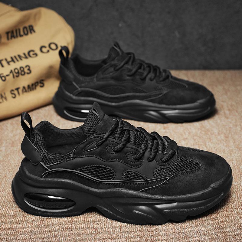 Black Daddy Shoes Breathable Lightweight Thick-soled Air Cushion Sneakers Spring and Autumn Shoes Casual Shoes 39