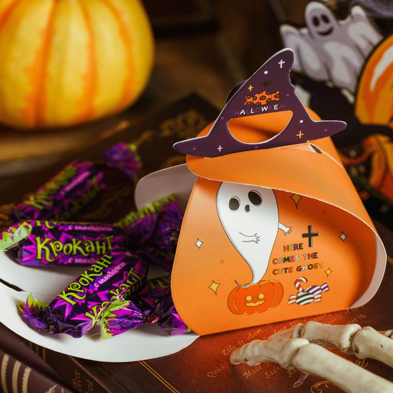 Halloween Ghost Candy Snack Box Happy Halloween Decoration For Kids Biscuit Cookies Gift Box Halloween Party Supplies