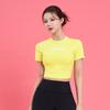 SKULLPIG [Swt24020-06] Lettering Crop Short Sleeve Lime Yellow