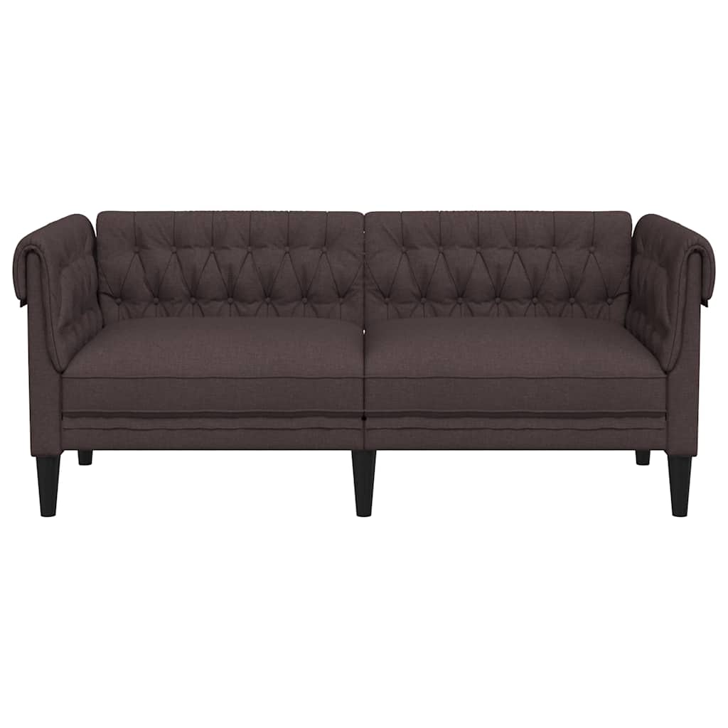 Chesterfield Sofa 2 Seater Dark Brown Fabric