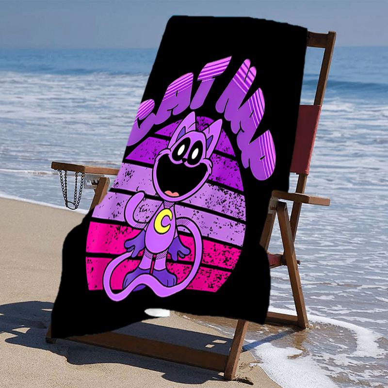 proof beach towel with a Poppy Playtime pattern - soft,absorbent,quick-drying,machine washable - perfect for swimming,camping,bathing
