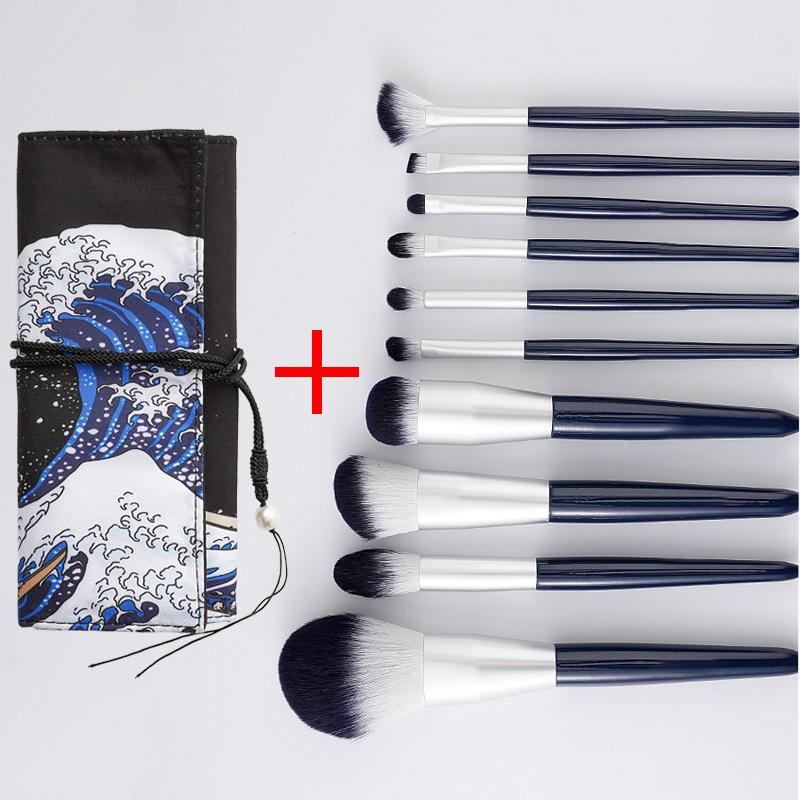 Conjunto de 10 Pincéis de Maquilhagem Bihai Tide: Inclui Pincéis de Base, Blush e Sombra