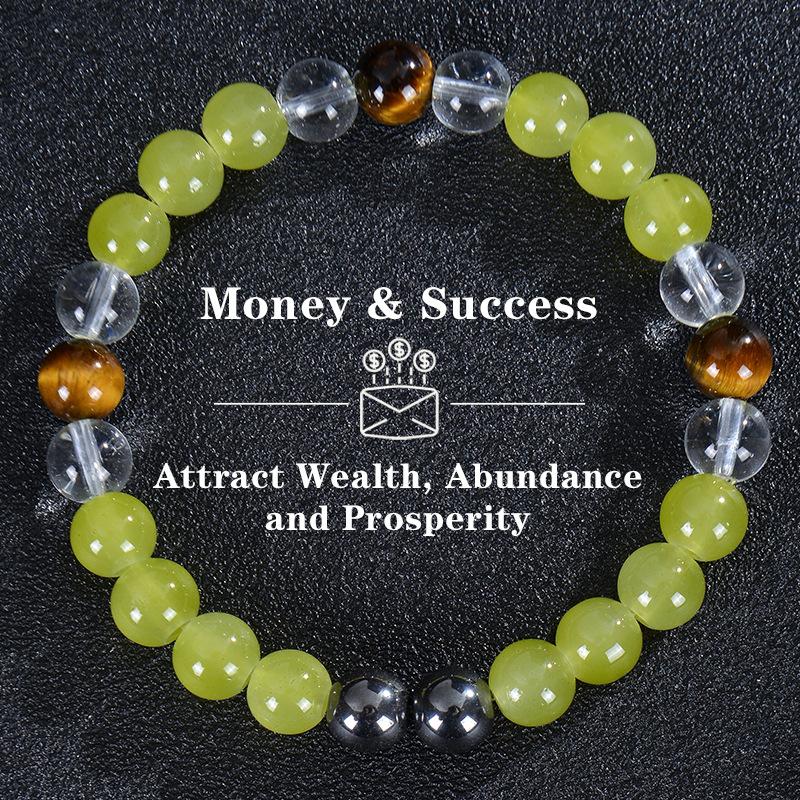 Natural Wealth Crystal Beaded Bracelet, Tiger Eye & Citrine Prosperity Wristband Money Success-7