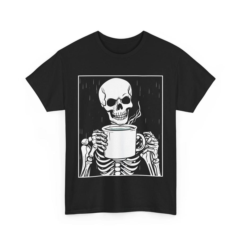 Coffee Shirt, Skeleton Drinking Coffee Shirt, Coffee Drinking Lovers T-shirt