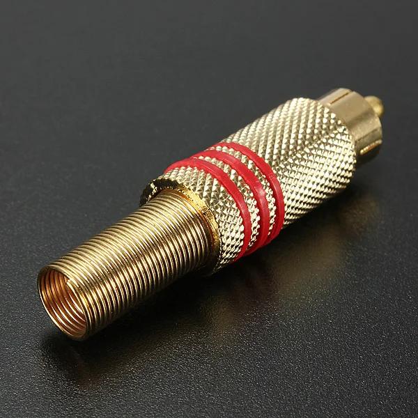 4Pcs 2Pair Gold RCA Phono Male Plug Solder Audio Video Cable Adapter Connector NEW Great for Audio Speakers