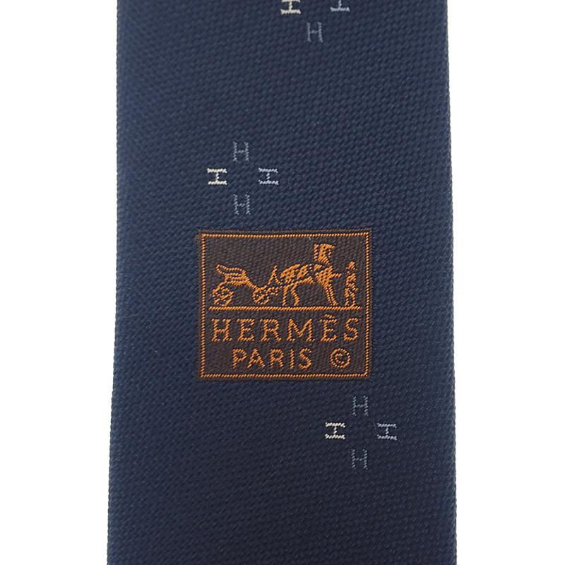 HERMES  H339394T-02  Tie Navy Silk Mens