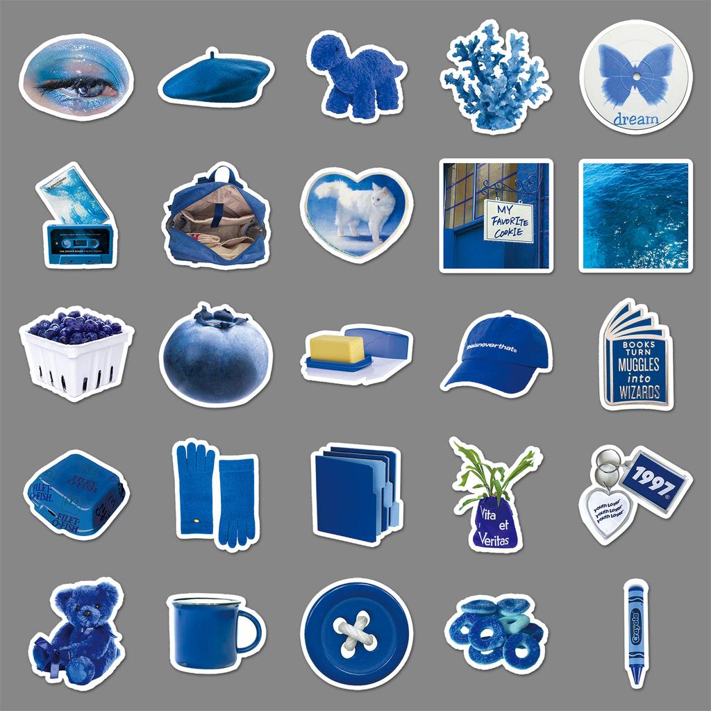 50 Blue Ins Style Doodle Personality Fresh Freshman Account Guka Do-It-Yourself Mobile Phone Case Suitcase Decals