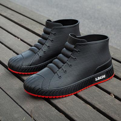 New Rain Shoes Men's Waterproof Shoes Wear Fashion Short Tube Four Seasons Work Non-slip Rain Boots Adult Rubber Shoes