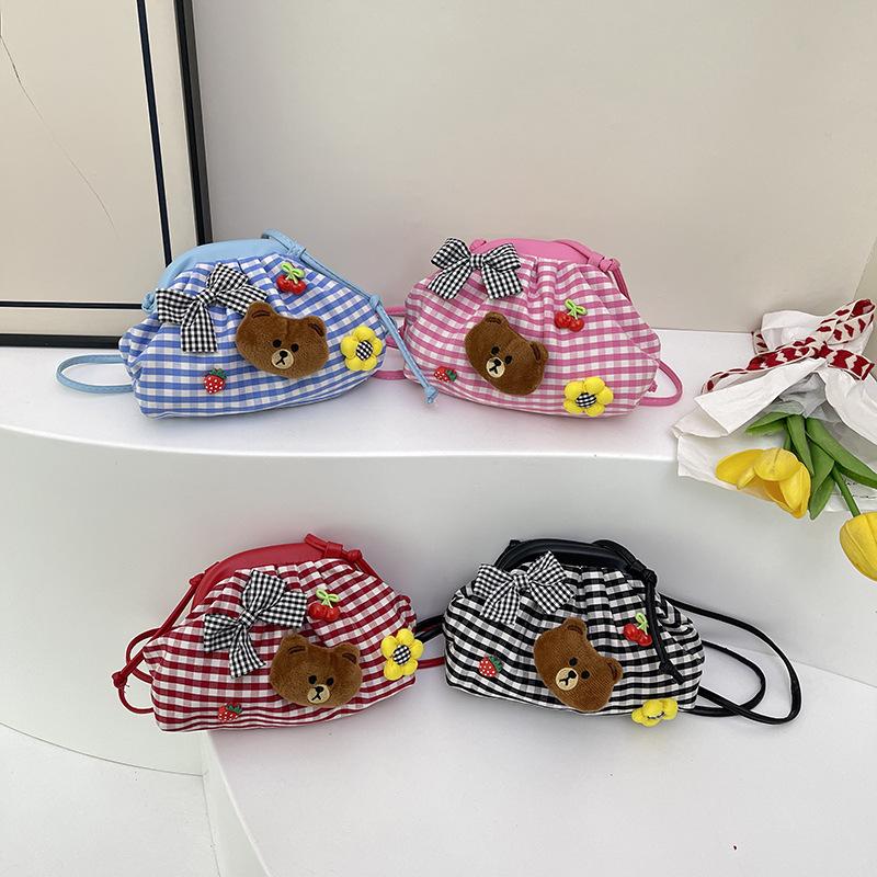 Korean Version Cute Bear Drawstring Storage Bag 2025 New Version Sweet Girl Heart Bundle Mouth Bag Simple Lipstick Bag