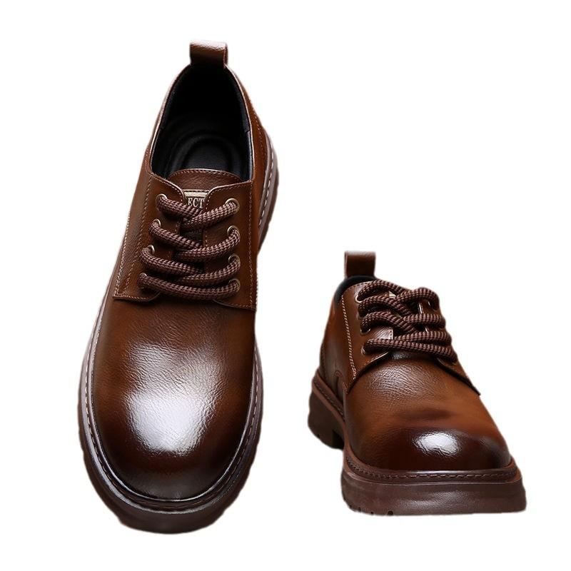 Leather Shoes Men's Soft-soled Non-slip Outdoor Casual Leather Shoes Men's Retro Breathable Versatile British Shoes Single Shoes