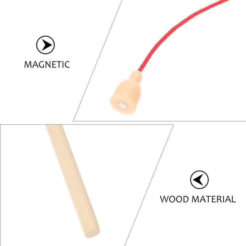 12pcs / Wooden Magnetism Fishing Poles Wood Fishing Rod Early Educationaltoys Kindergarten Kids Puzzle Toys 15cm