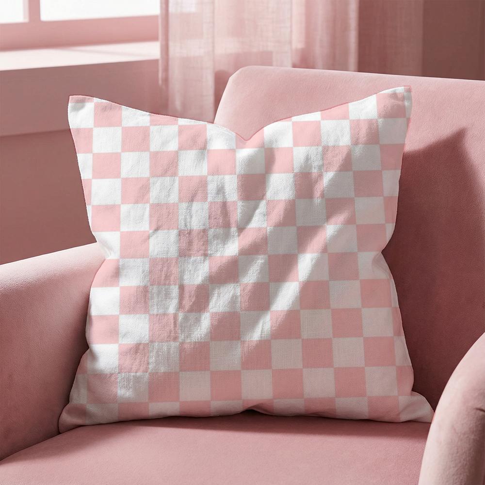 Checkerboard Cushion Cover MultiScene Pillow Cover for Home Car Reversible Soft Durable for Daily Use