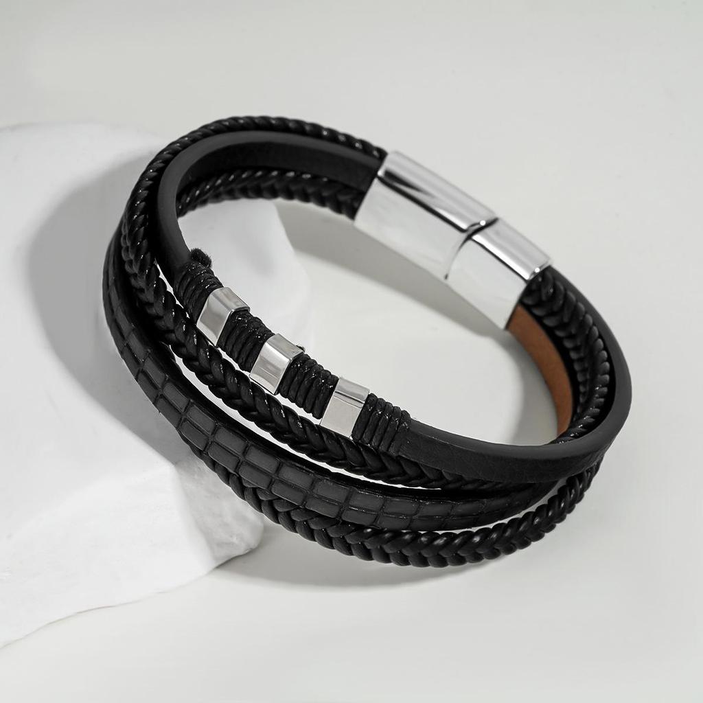 Unisex Multi-layer Leather Bracelet: Hip Hop Punk Style, Light Luxury Wristband for Men and Women