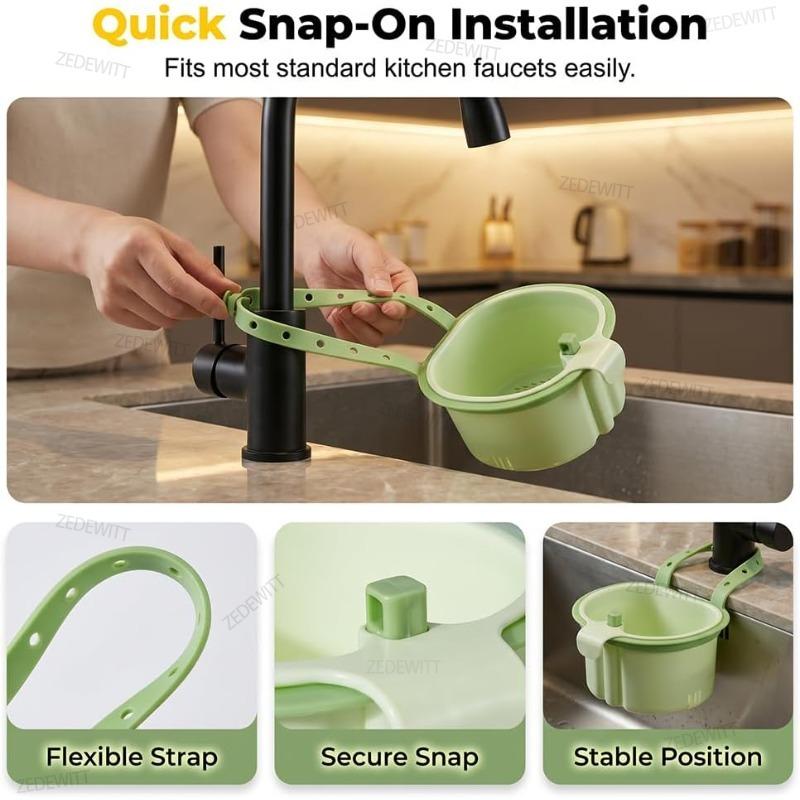 Multifunctional Self Cleaning Kitchen Sink Strainer Baskets Durable Faucet Hanging Press Automatic Dumping Drain Filter Baskets
