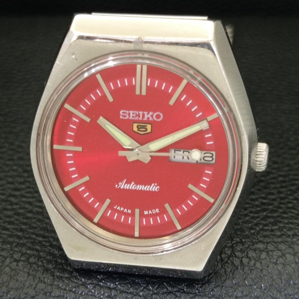 VINTAGE JAPAN SEIKO 5 AUTOMATIC 6309A MENS RED COLOR DIAL WATCH A500842-5 R154-a500842