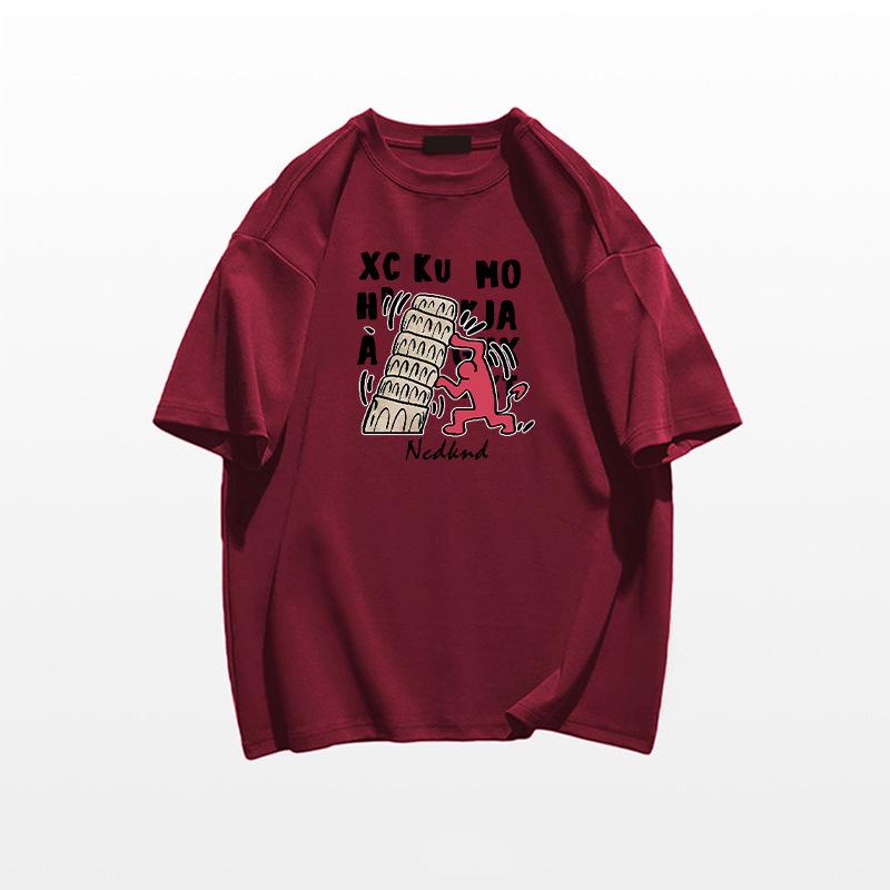 2025 Women's White Pure Cotton Short-Sleeve T-Shirt - Casual American High Street Style