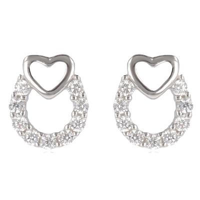 [Q2886] - Silberohrringe 'Sissi' silbern-weiß (rhodiniert) - 7x7 mm (Liebe)