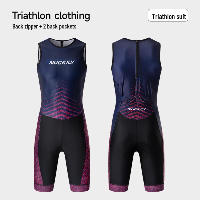 NUCKILY Triathlon Quick-Dry Sleeveless Vest and Swimsuit for Running & Cycling