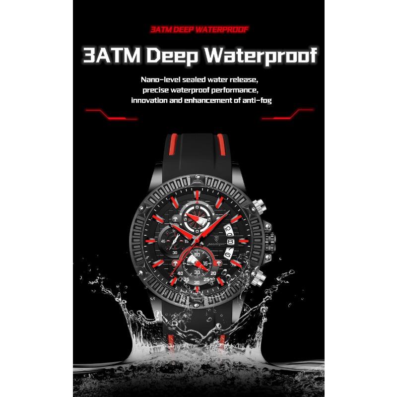POEDAGAR Sports Men Watches Waterproof Luminous Chronograph Date Military Watch Silicone Strap Quartz Wristwatch Reloj