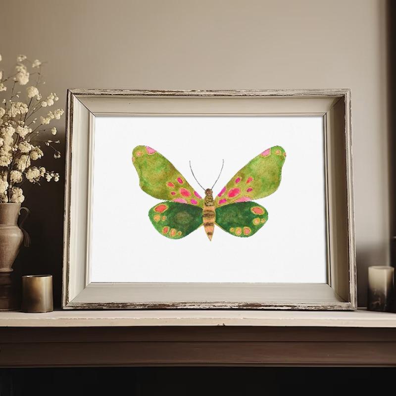 Watercolor Bug Butterflies Moths Poster Print Pastel Insect Canvas Painting Nature Wall Art Picture Nursery Kids Room Decor