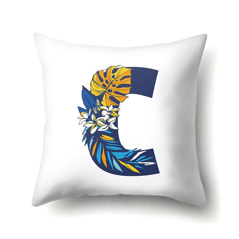 Polyester Pillowcase Tropical Plant Parrot Bird 26 English Letters Home Cushion Cover Bedside Cushion Cover