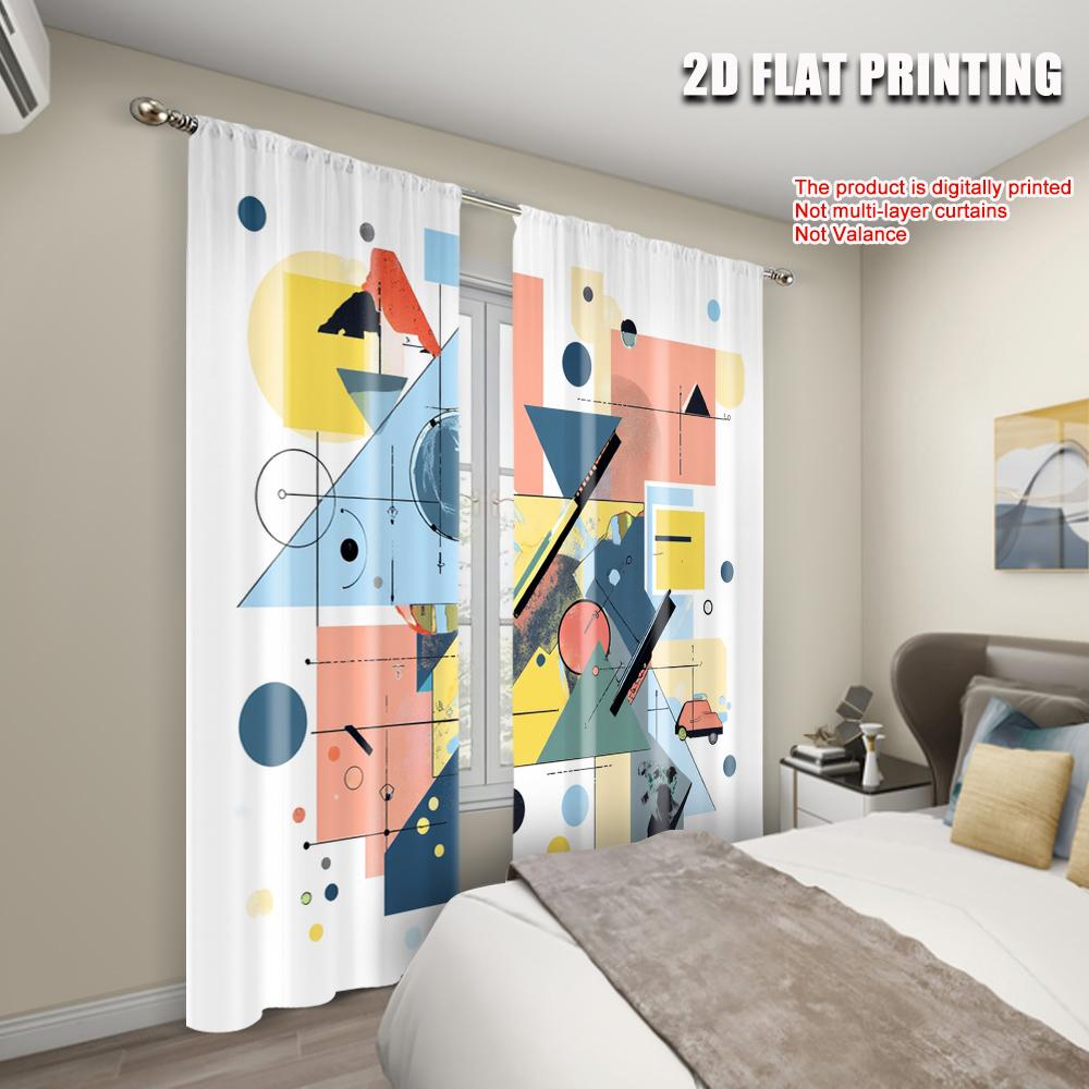 2pcs, plane printing Minimalist Curtains Abstract classic famous painting Durable Polyester (without rod) Decorations Inside