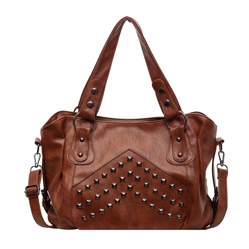 Vintage Large Capacity Rivet Tote Bag Women's Shoulder Underarm Bag