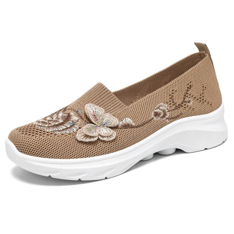 Shoes women's shoes new TEMU large size single shoes embroidered fashion casual shoes flying woven breathable lazy shoes wholesale