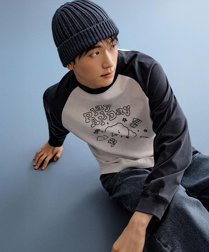 Seupao [Manggeureojin Gom] Long Sleeve T-Shirt (Melange Gray)_Splag23U03