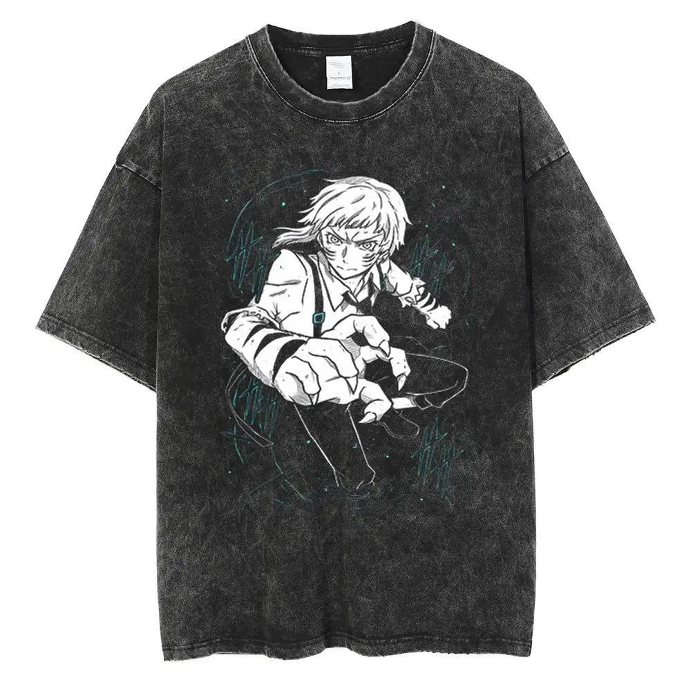 2026 Washed Jujutsu Kaisen Anime Tshirt Soft Cotton Crew Neck Loose Fit Short Sleeve Unisex Hip Hop Streetwear Oversized Tshirt