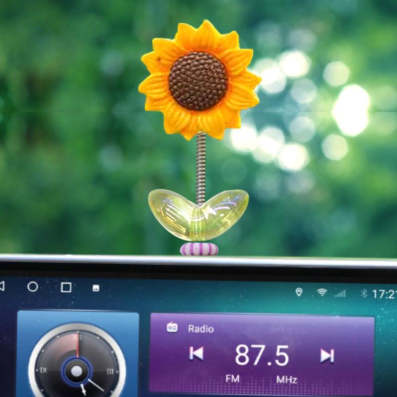 2024 Kreatives Sonnenblumen-Autodekor - Wackelkopfdach-Design im Stil von Internet-Berühmtheiten auf Douyin