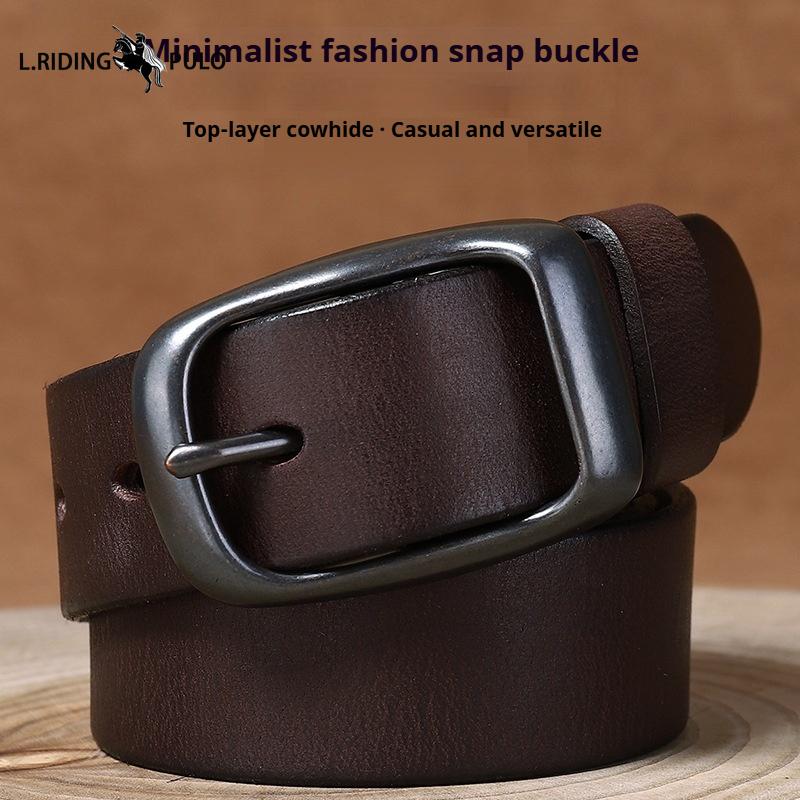 Men's Top Layer Pure Cowhide Belt Genuine Leather Pin Buckle Retro Fashion Trend Jeans Belt