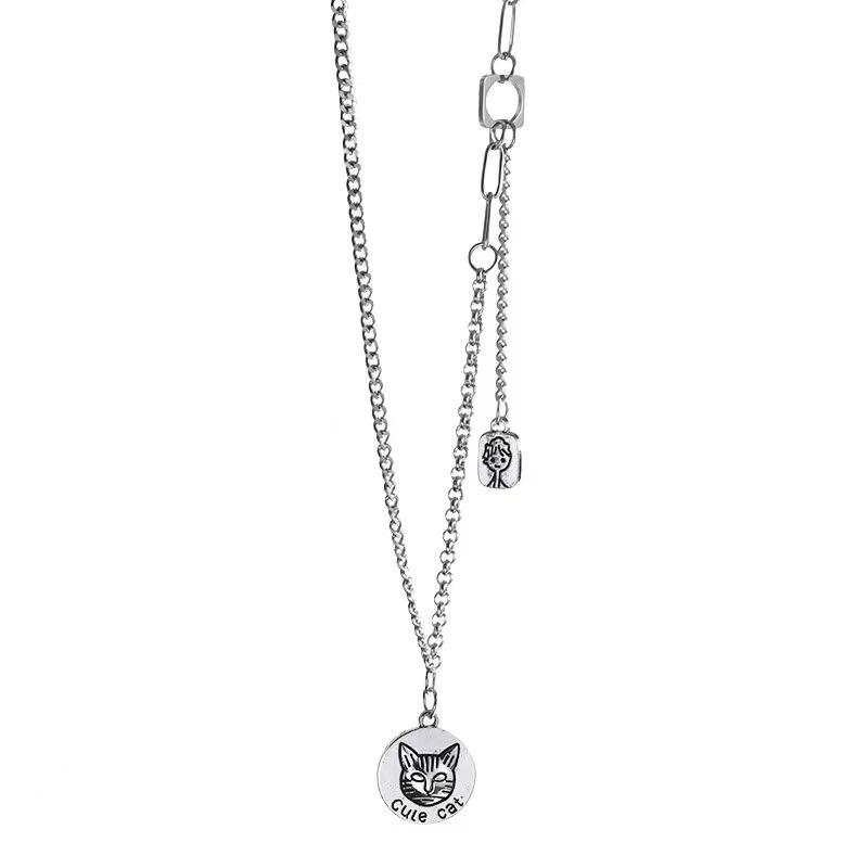 

Soil Cool Little Cat Necklace Titanium Steel Chain ins Cold Wind Bouncy Niche Clavicle Chain Sweater Chain