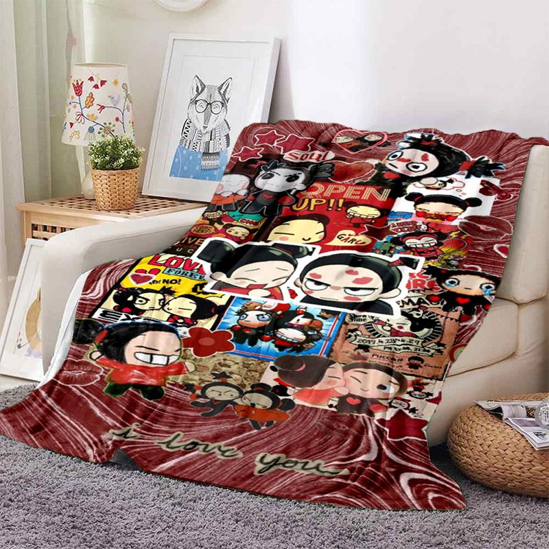 Chinese Doll P-Pucca Garu Blanket 3D Printed Cute Anime Cartoon Character Blanket Sofa Cover Blanket Air Conditioner Bed Sheet