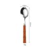 304 Stainless Steel Bamboo Joint Cutlery Set: Wood Handle Knife, Fork & Spoon - Stylish Western Dessert & Fruit Utensils