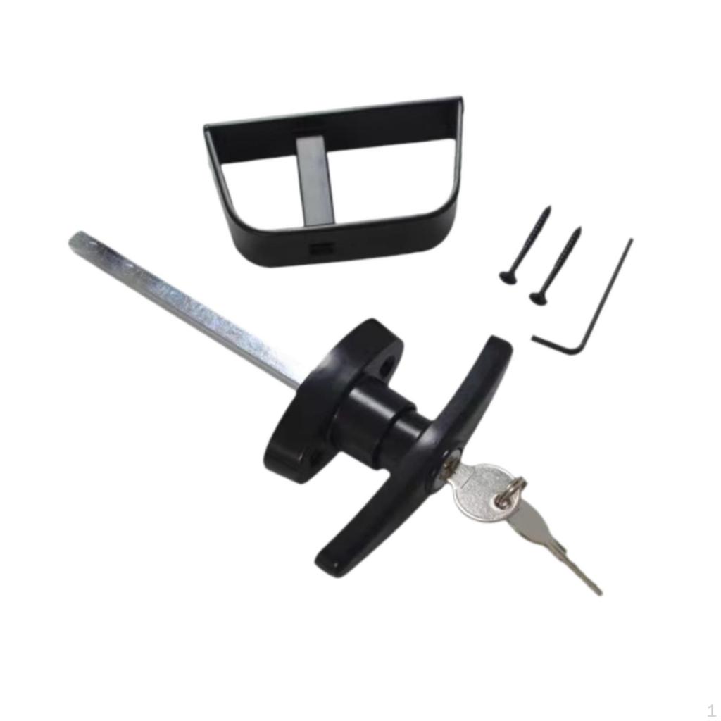 Låsklinka för skjul dörr T-handtag Låssats Hårdvarutillbehör Zinklegering med Skruvar Ersättning för Förvaring