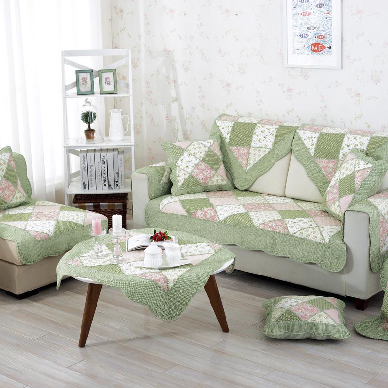 Spring and Autumn Cotton Sofa Cushion Quilted Rural Fresh and Elegant Non Slip Small Flower Lovely Girl Combination Sofa Cover