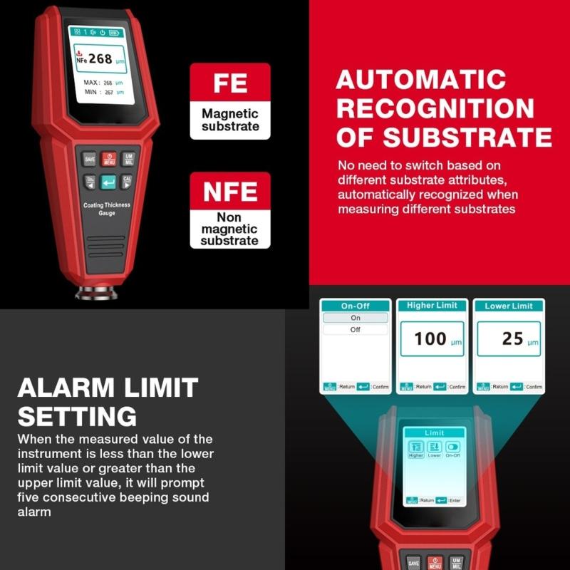 Automotive Paint Thickness Gauge With High Precisions Measurement 0-1500UM TesterFor Car Body Coating