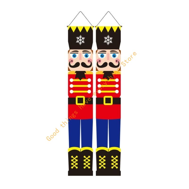 2025 New Year Nutcrackers Soldier Decoration Couplet Santa Hanging Flag 55KF