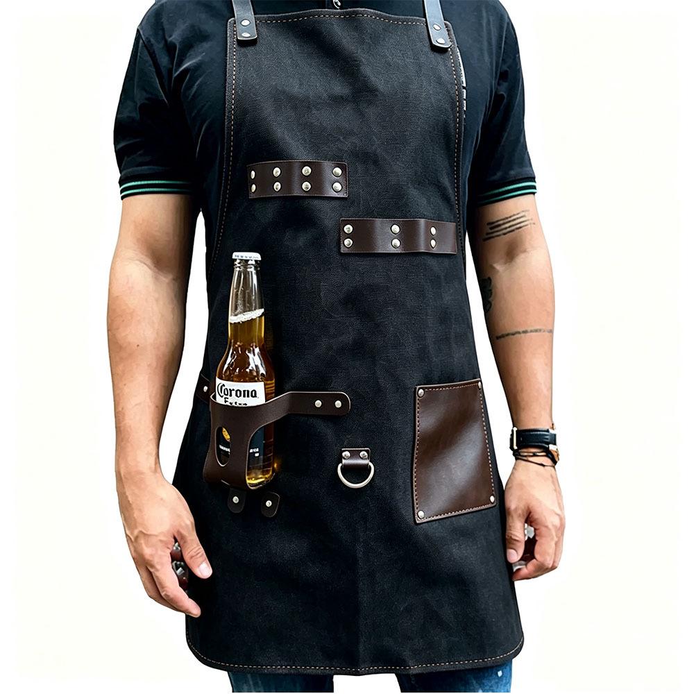 Custom Logo PU Leather Apron: Waterproof, Oil-Proof Cover for BBQ, Baking, & Work