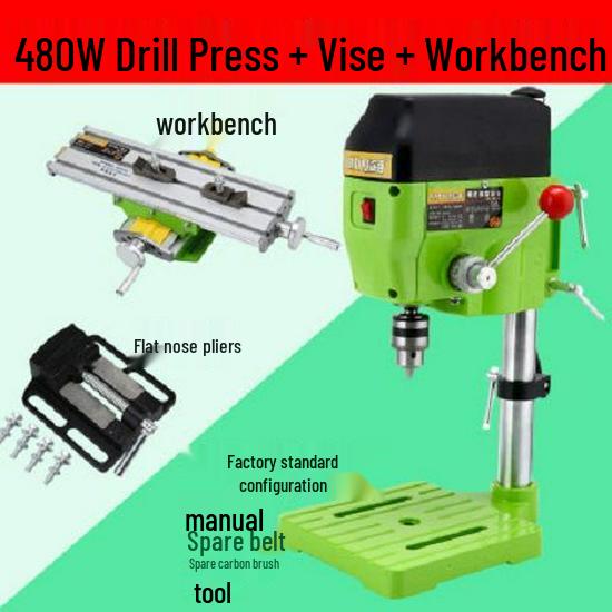 Compact High-Speed Precision Bench Drill with Variable Speed and Mobile Cross Slide Table