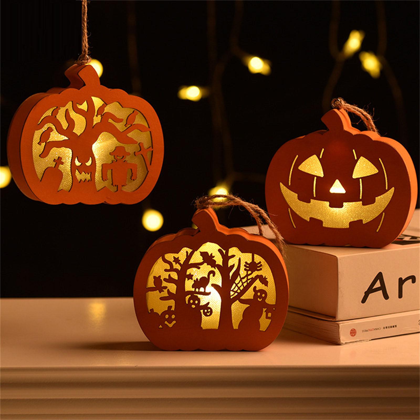 

Halloween Wooden Hollow Pendant LED Light Vintage Halloween Light