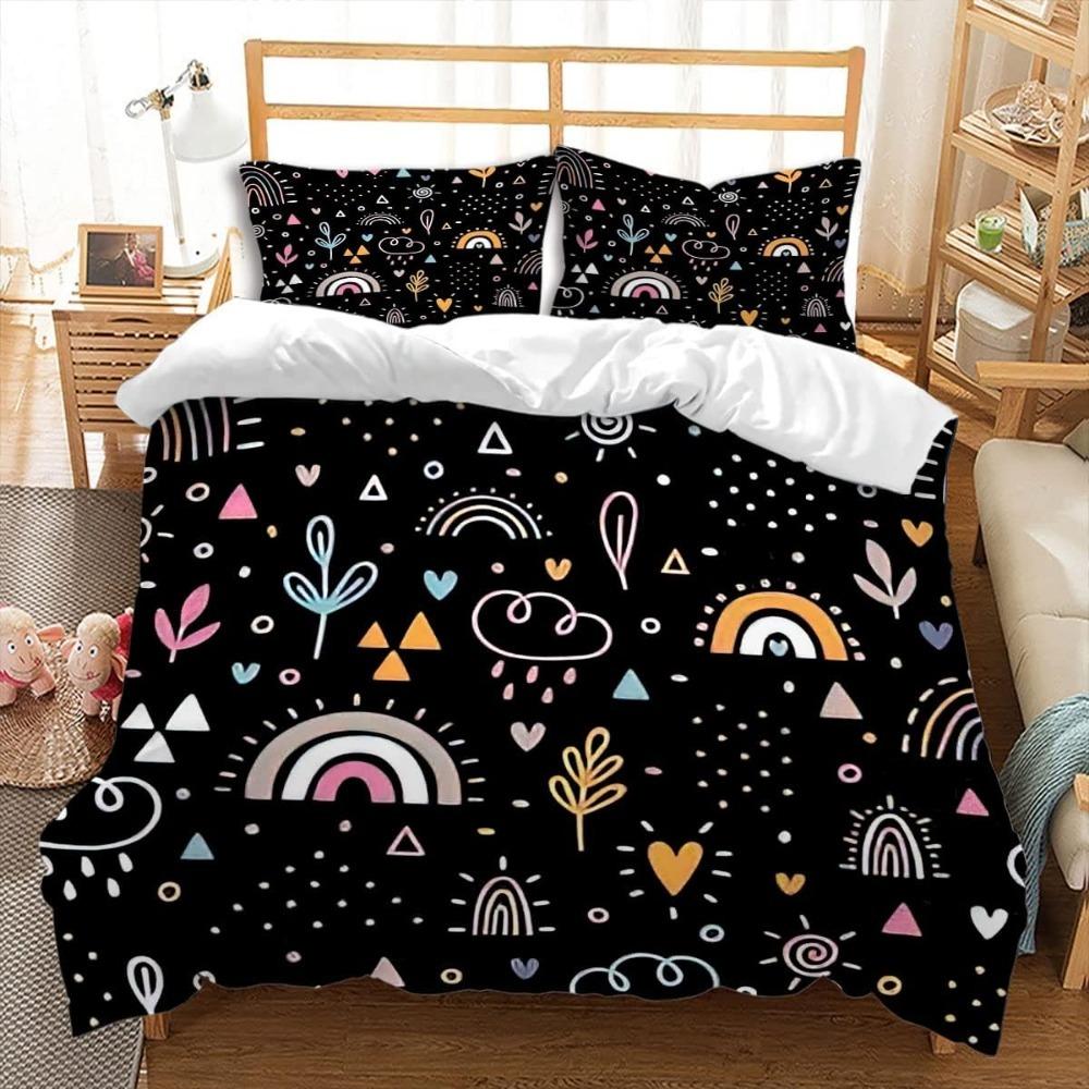 

Colourful Striped Bed Linen,Microfibre Bedding Sets, Children s Bed Linen with Zip Room Decor Duvet Cover for Teenagers adult 90x200cm