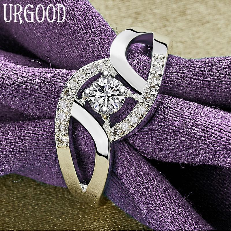 925 Sterling Silver AAA Zircon Ring Gift Charm Jewelry