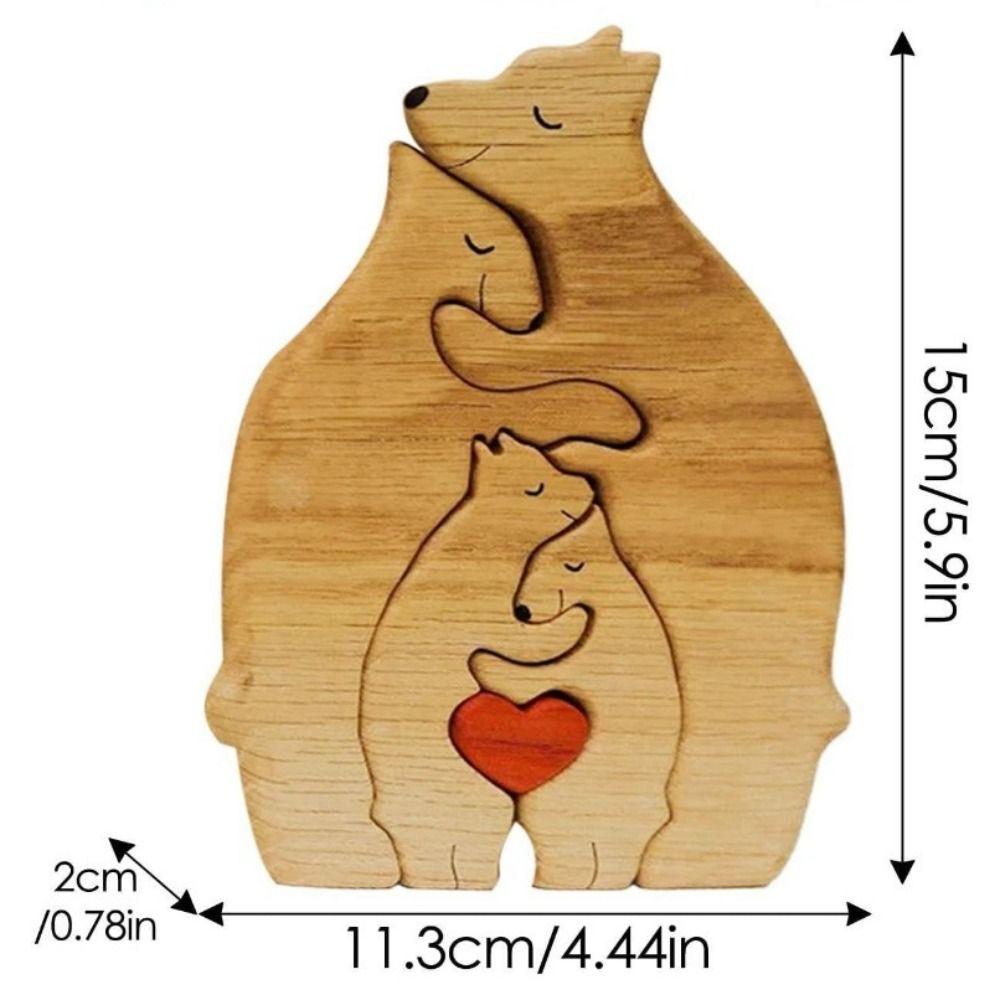 Personalised Bear Family Theme Art Puzzle Wooden Family Name Puzzle DIY Name Art Heart Puzzle  Gift