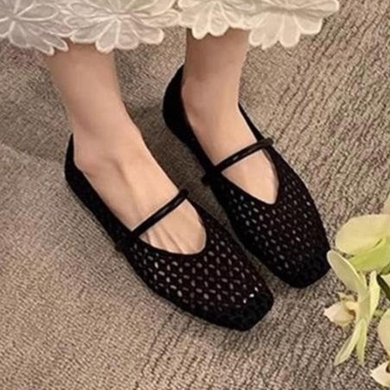 Women Flats Loafers Mesh Square Toe Shoes 2025 Casual New Sport Sandals Summer Sneakers Trend Walking Woman Zapatillas