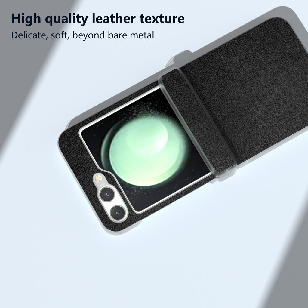 For Samsung Galaxy Z Flip5 5G Case Hinge Protection Leather+PC Anti-Slip Phone Cover